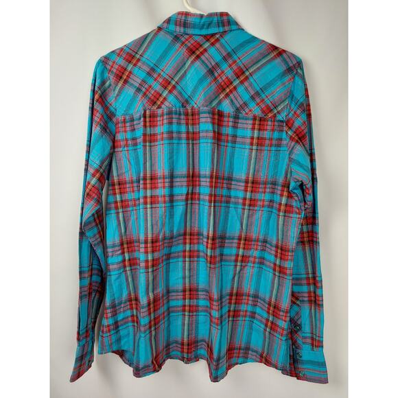 Cruel Girl Western Women's Turquoise Red Snap Casual Top Size Extra Large - Picture 8 of 10